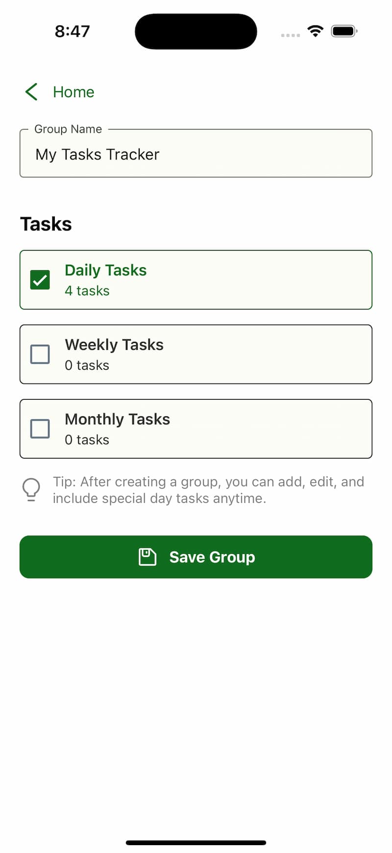 Create Personal Group