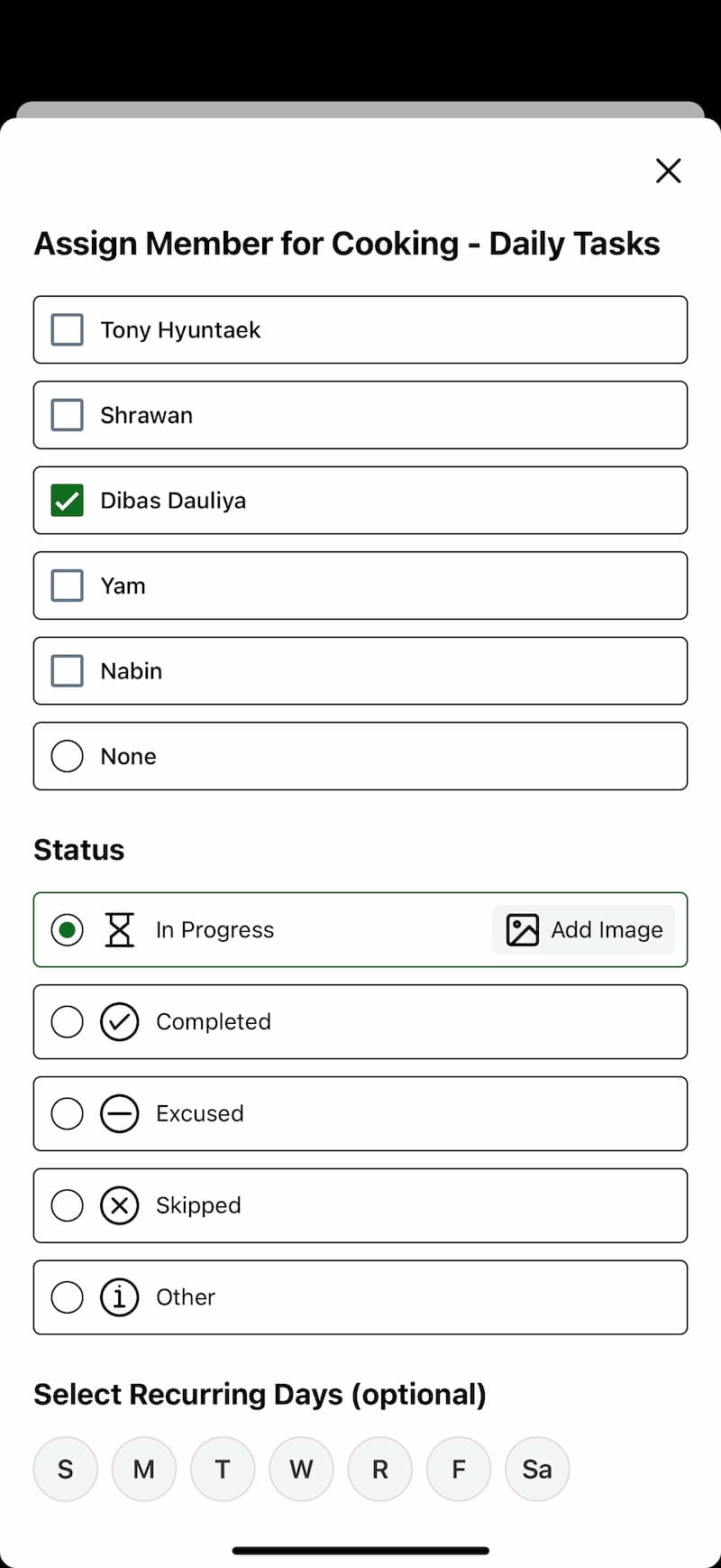 Assign Tasks Screenshot